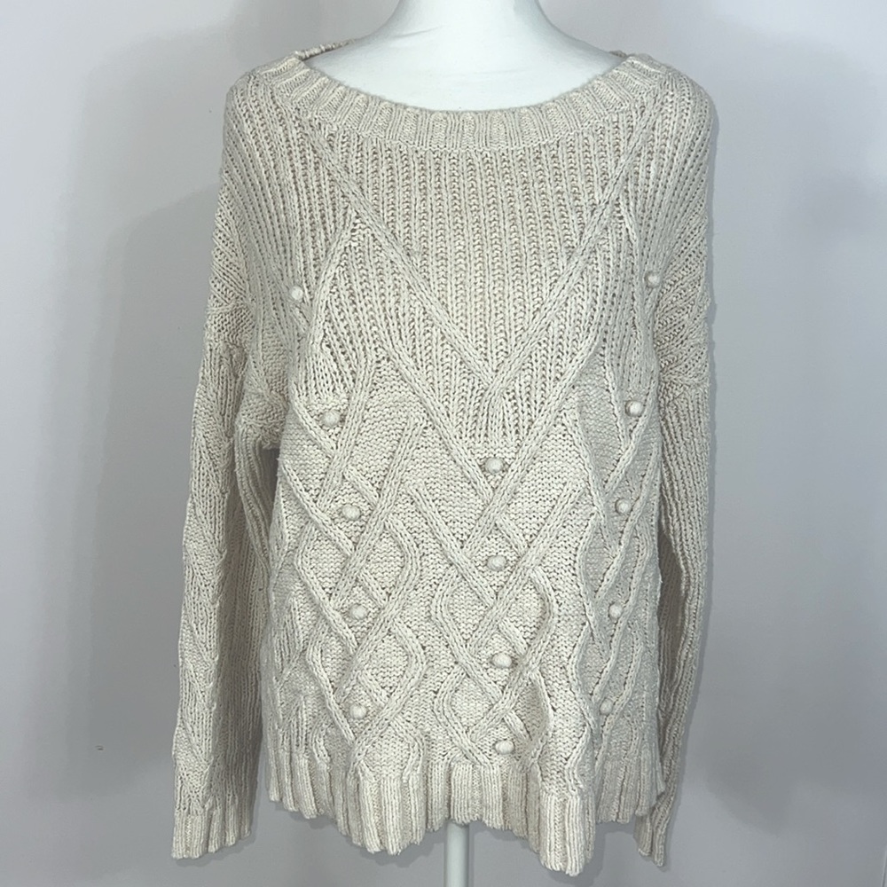 J. Crew cream knit sweater oversized small